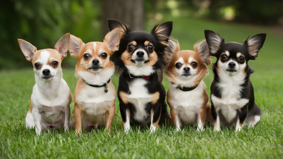 Create an image of an adult Chihuahua exhibiting common behavioral changes like excessive barking, timidity, and separation anxiety. Show various training scenarios like positive reinforcement and socialization