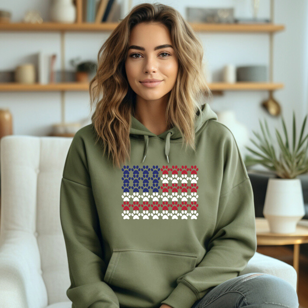 Pawprint American Flag Hoodie