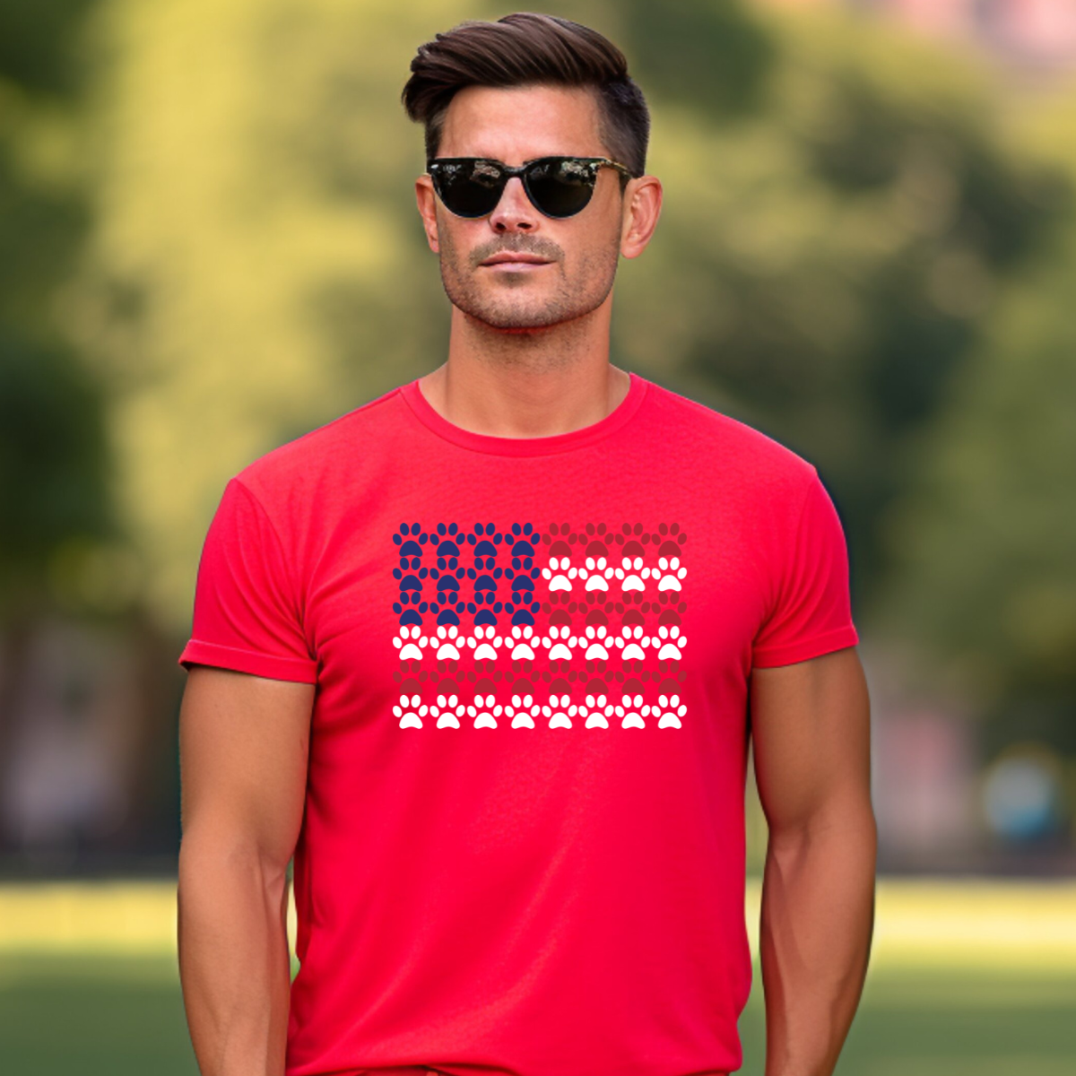 Pawprint American Flag Men's T-Shirt