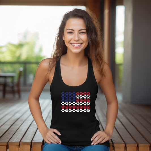 Pawprint American Flag Racerback Tank