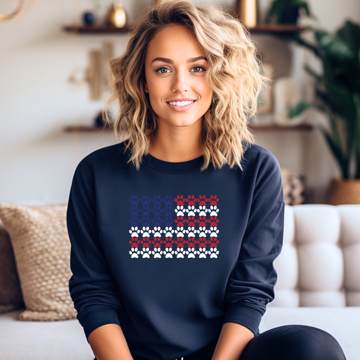 Pawprint American Flag Sweatshirt