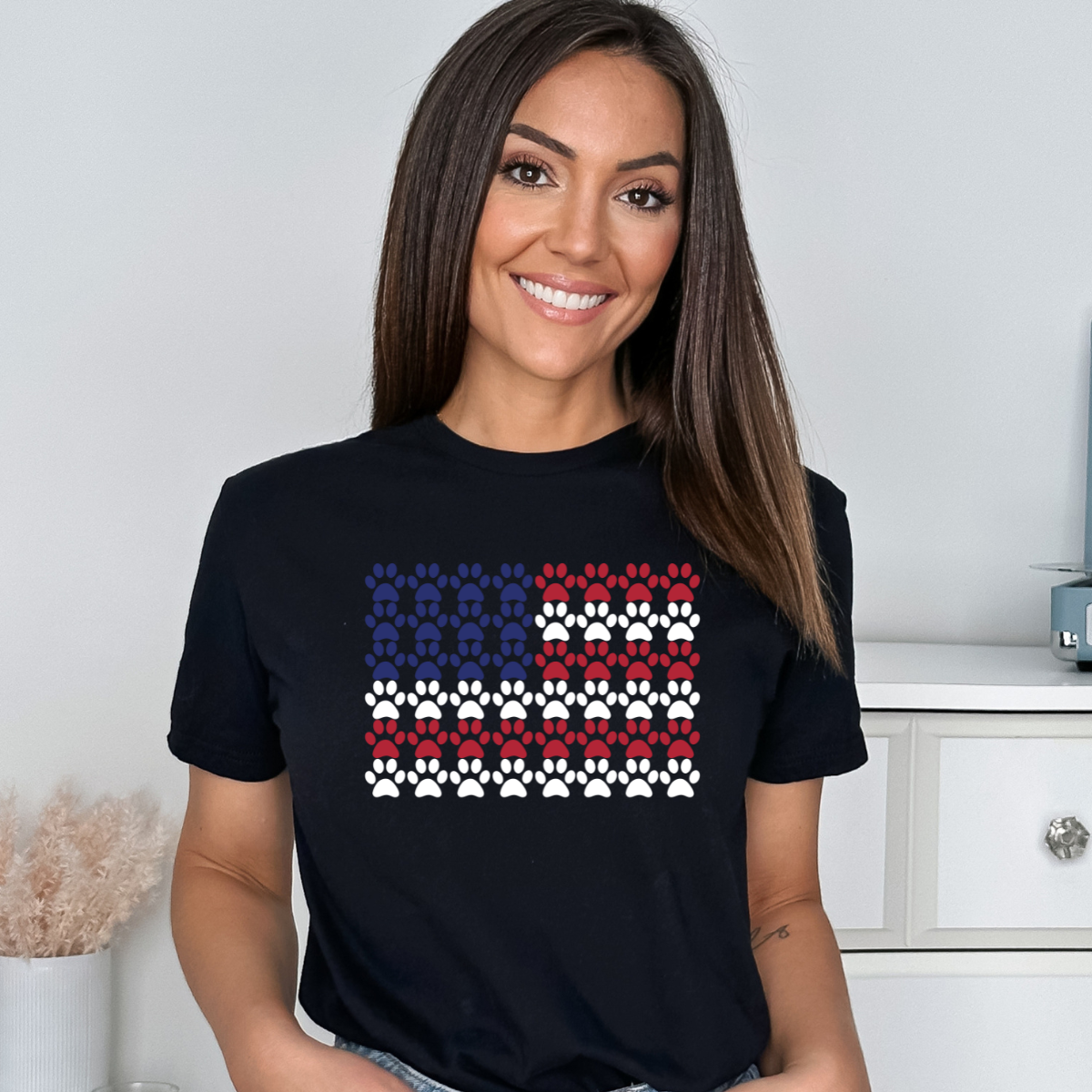 Pawprint American Flag Women's T-Shirt