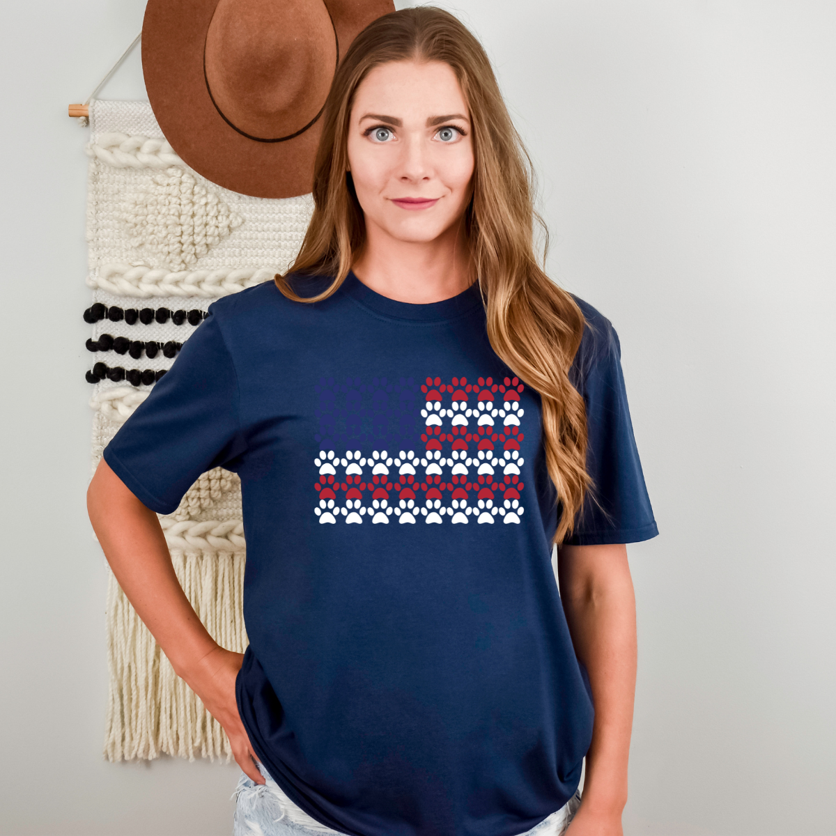 Pawprint American Flag Women's T-Shirt