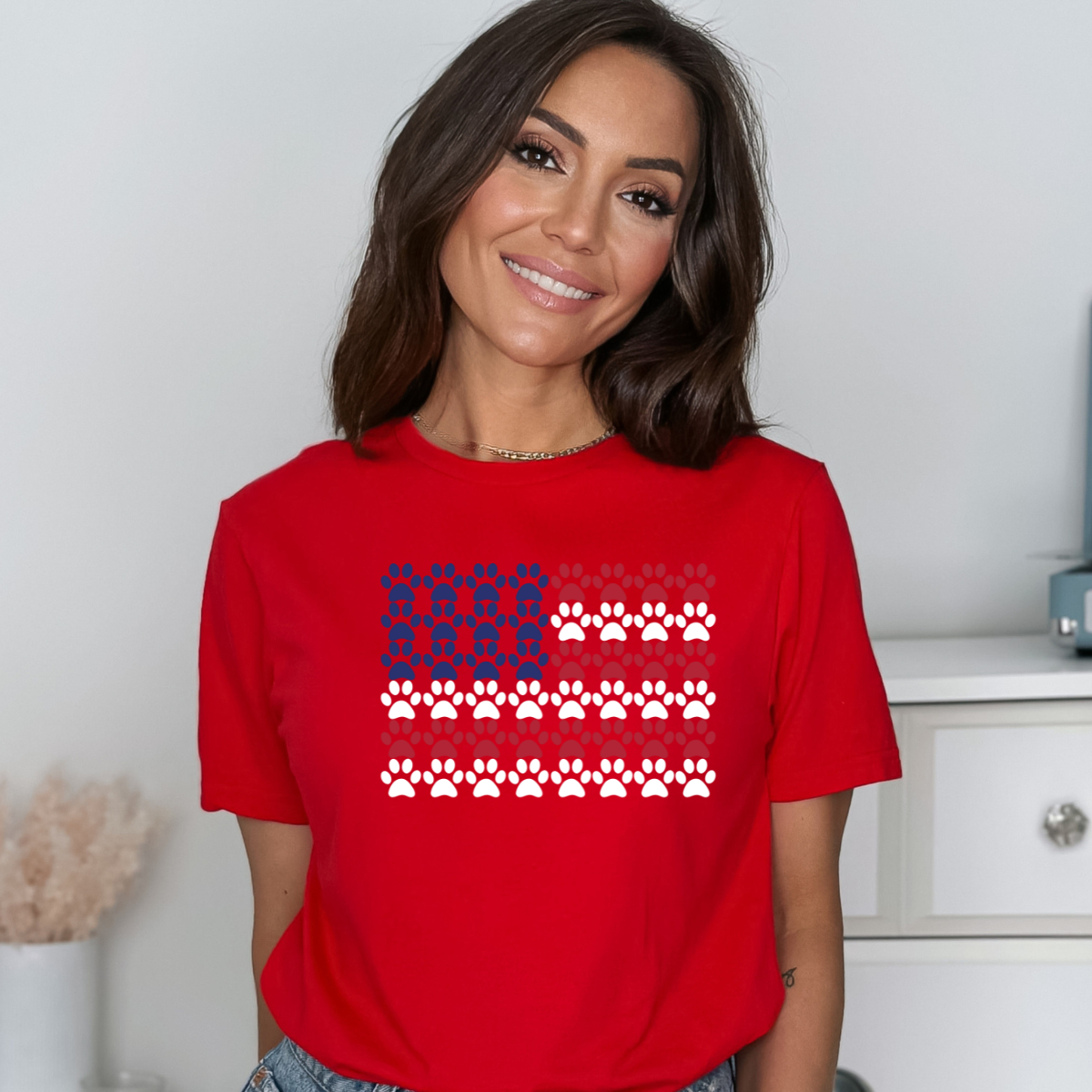 Pawprint American Flag Women's T-Shirt