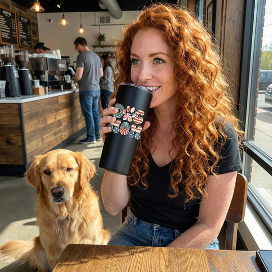 Retro Red White & Blue Dog Mom Tumbler