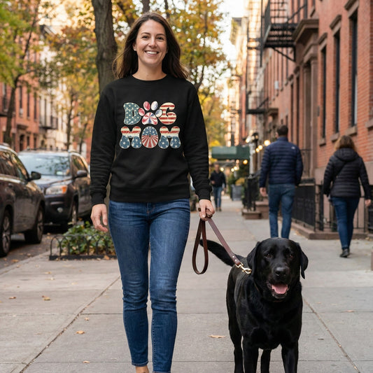 Retro Red White & Blue Dog Mom Sweatshirt