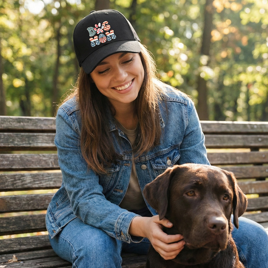 Retro Red White & Blue Dog Mom Hat