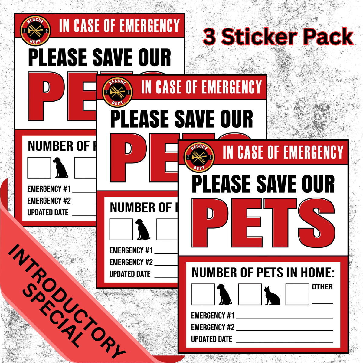 "Save Our Pets" Emergency Sticker - 3 Pack