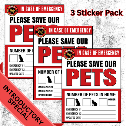 "Save Our Pets" Emergency Sticker - 3 Pack